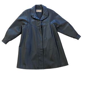 Women's Midnight Velvet  Black Leather Swing Jacket Coat Size Medium